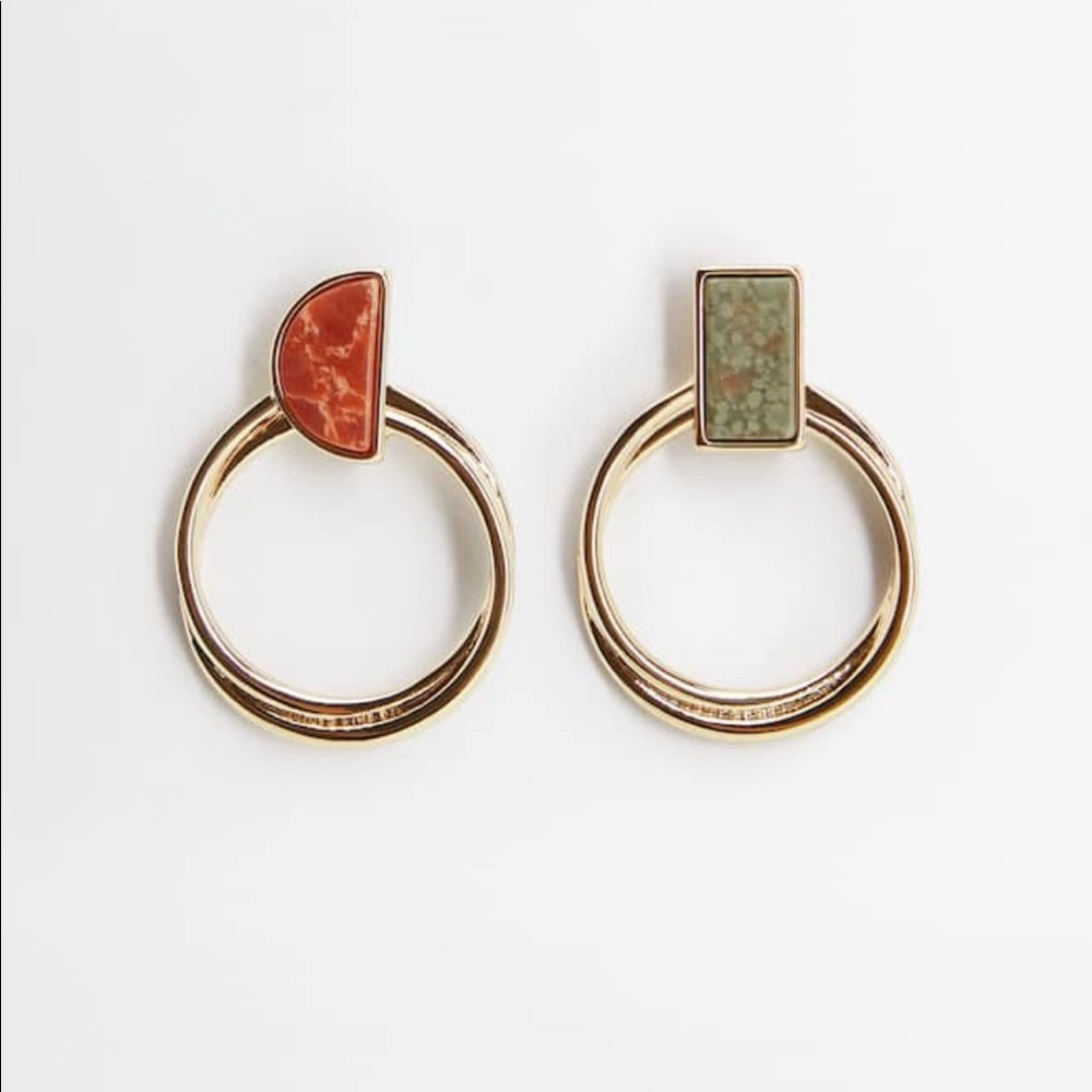 Mango earrings. Gold hoop with stone.
